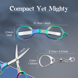 2PCS Stainless Steel Mini Folding Scissors, Portable Safety Travel Scissors with Keychain for Nurse Badge Reel, Craft, Office, Home, Sewing