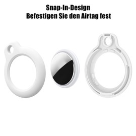 ARKIM Protective Case for Airtag, High-Quality Hard Shell Material Keychain for Airtag (2021), Protector Case with Carabiner Keychain, Pendant for Airtag (White/White/White)