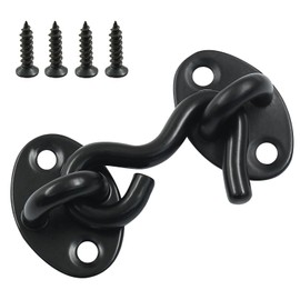 Waziaqoc 2 Inch Hook and Eye Latch, Stainless Steel Heavy Duty Barn Door Lock Privacy Lock with Mounting Screws for Sliding Door Barn Door Gate Window Cabin, Black