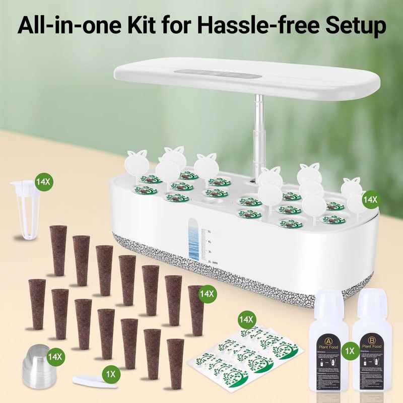 Large Hydroponics Growing System 14 Pods, Indoor Herb Garden with