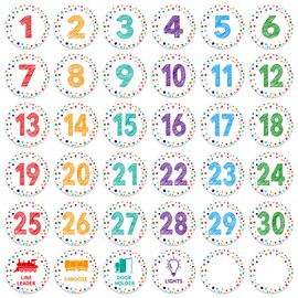 Fsaoor 36PCS Line Up Spots 4" Confetti Floor Stickers Number Sticker Decals for Classroom, Kindergarten, Preschool