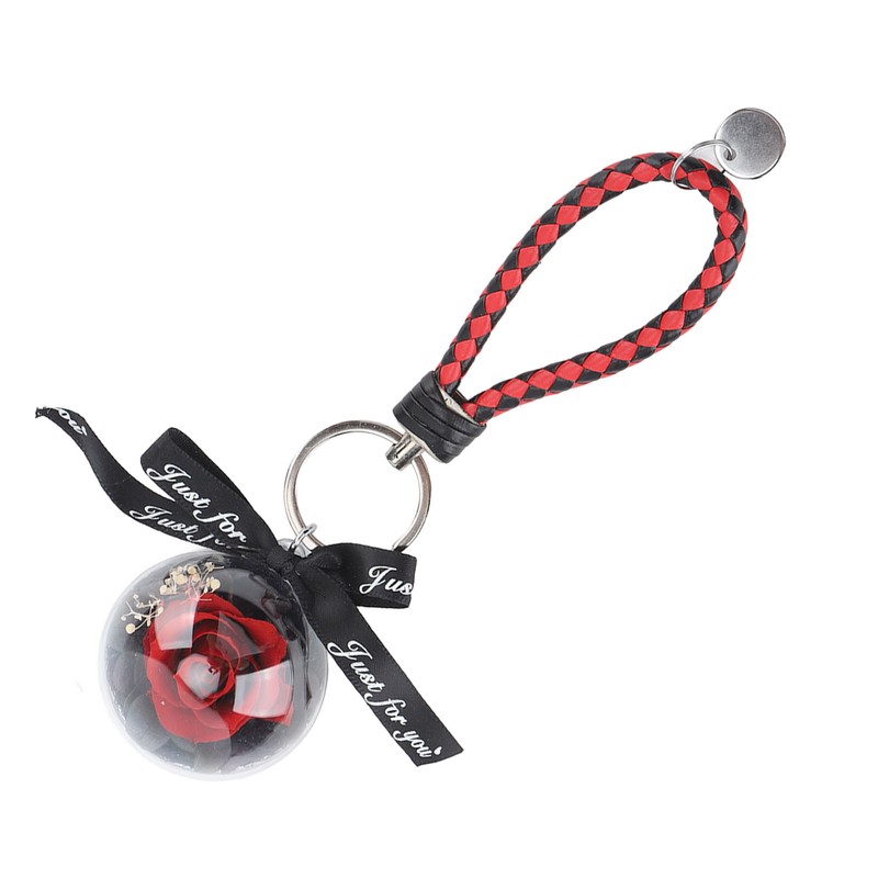 Eternal Flower Keyring Beautiful Rose Pendant Handmade Preserved Keychain for