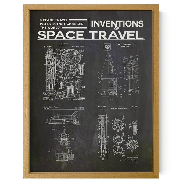 Wallbuddy Space Exploration Patent Poster | Goddard Rocket, Shuttle System,