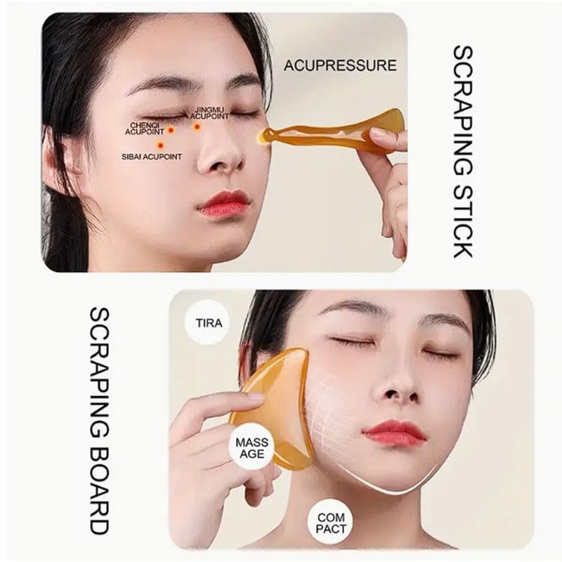 SHIDXIB 3Pcs Gua Sha Facial Massage Set Power-Free Handheld Skin