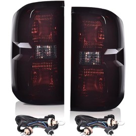DOTCOM Tail Lights Assembly Rear Lamps w/Wiring Harness,Fit For 2016 2017 2018 2019 Chevy Silverado 1500 2500 HD/GMC Sierra 3500 HD,23295939 23295938 Smoke Lens Luces traseras