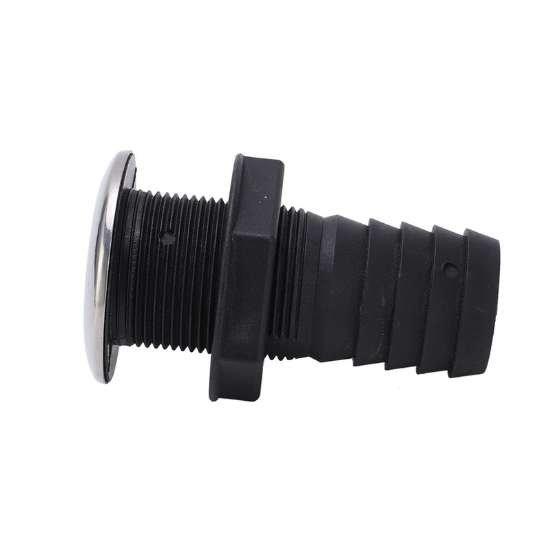 1 1/2in Through Hull Drain Straight Black with Stainless Steel
