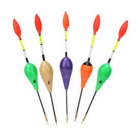 5Pcs Balsa Wood Short Fishing Floats Bobbers Set Tackle Accessory with Red Tip