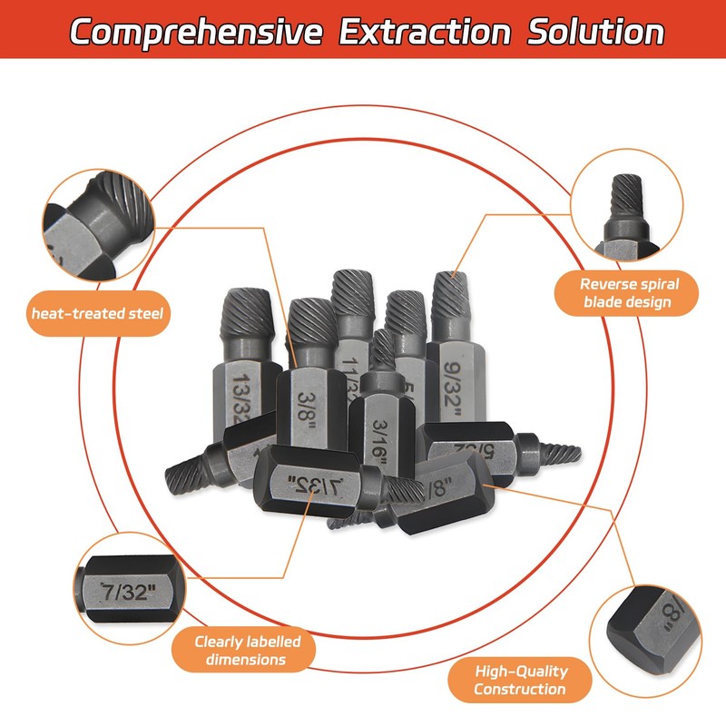 10 pcs Screw Extractor Set, BOSOIRSOU Broken Head Screw Hexagon