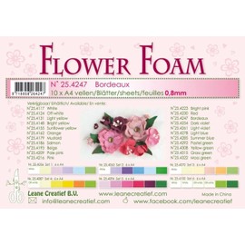 Leane Creatief A4 0.8mm Flower Foam Sheets 10pcs - Bordeaux