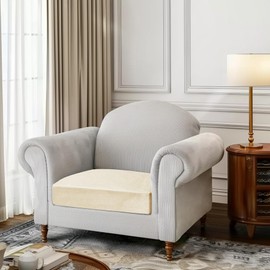 Yeahmart Sofa Seat Cushion Cover, Sofa Cushion Slipcovers Stretch Velvet, Couch Cushion Covers Replacement for Individual Cushions with Elastic Bottom (Beige, 1 Seater)