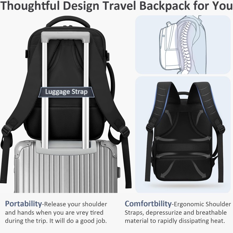 Tenot Travel Carry on Backpack, Laptop Backpack Flight Approved Personal