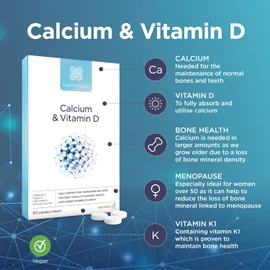 Healthspan Calcium & Vitamin D Chewable Tablets (240 Tablets) | High Strength Calcium with Natural Vitamin D3 & Added Vitamin K for Bone Health | Vanilla Flavor | Vegetarian-Friendly