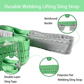 Lifting Sling Strap Heavy Duty Polyester 2000KG/2 Ton Capacity for Construction Rigging Moving(1M - Green