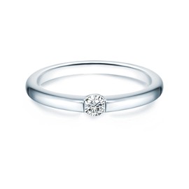 Tresor 1934 Sterling Silver 925 rhodium-plated Ladies ring / Engagement ring / Wedding ring with white Zirconia Size Q 1/2 60451021