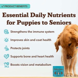 Natural Dog Company 25 in 1 Multivitamin for Dogs – Daily Soft Chews with Vitamins, Minerals & Antioxidants, Immune & Joint Support, for All Ages, Sizes & Breeds, Bacon & Peanut Butter – 90 Count
