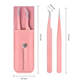 MORGLES Lash Extension Tweezers, Fiber Tip Tweezers for Eyelash Extensions for Volume Lashes with Bag, Stainless Steel
