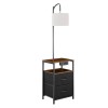Modern 2-Tier 2-Drawer End Table 3-Color Temperature Lighting Nightstand Bedside