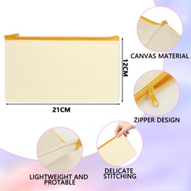 ASelected Blank Canvas Bags with Zipper 15 Pcs Multipurpose Canvas Pouch Plain Canvas Zipper Pouch for Travel DIY Craft School, Multi Color