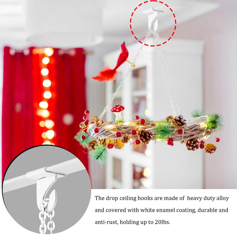 Philbinden 40Pairs PCS Drop Ceiling Hooks for Hanging,20 White Heavy
