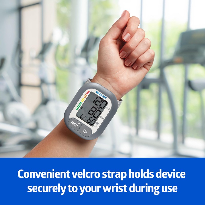 Medline Digital Wrist Blood Pressure Monitor, Wearable, Digital LCD Display,