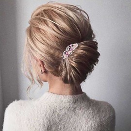 Inilbran Vintage Rhinestone Hair Clip Gold Crystal Hair Clips Vintage Crystal Hair Clips Head Clips Sparkly CZ Peacock Hair Clip Decorative Headpiece Crystal Wedding Headwear for Women