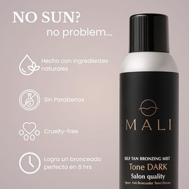 MALI Autobronceador Corporal en Spray | Tono Oscuro | Vegano, Natural y Sin Parabenos | Acabado Profesional 200ml