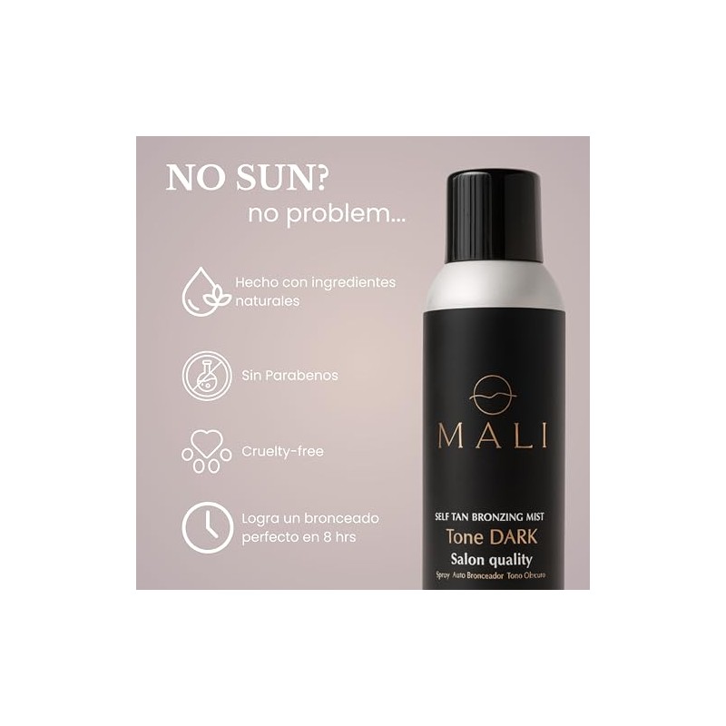 MALI Autobronceador Corporal en Spray | Tono Oscuro | Vegano,
