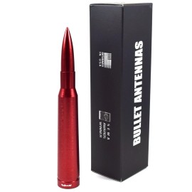 VMS RACING Anti-Theft Retractable Red 50 Caliber Bullet Stubby Antenna For All Dodge RAM