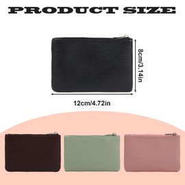 Energather Coin Bag 2pcs, PU Leather Small Coin Pouch Small Coin Purses for Women and Girls, Coin Holder Small Pouch with Zipper for Credit Card, Cash (Pink+Green)