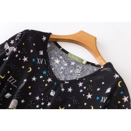 CHUNG Women Cotton Blend Pyjamas Set Short Sleeve Top Capri Pants Plus Size S-3XL Sleepwear Nighties,Capri Galaxy,2XL