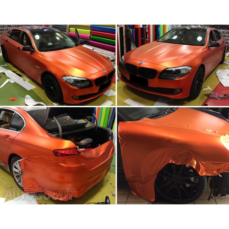 AUTOGOODY 60" x 60" Satin Matte Chrome Metallic Orange Vinyl