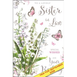 Sister-in-Law Artistic Birthday Card from the Secret Garden Range - Flowers & Butterflies - for Her