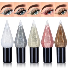 Ingzy Flüssiger Eyeliner mit Glitzer, Metallic-Eyeliner, glitzernd, weiß, silberfarben, goldfarben, wasserfest, lang anhaltend