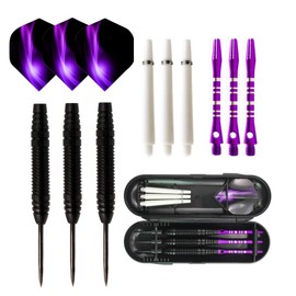 Sino-K 3 Pack Steel Darts Professional Darts Tungsten 22 Grams With Aluminum Shafts, Iron Barrel, Steel Tip And Extra Shafts (Purple)