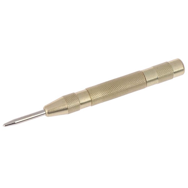Automatic Center Punch, Auto Mark Hole Tool Spring Loaded Brass Body Screw Stainless Steel Determine Drilling Position for Steel, Wood