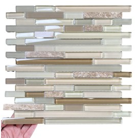 TDPW-RDM-426 Light Emperador Marble with Bone and Beige Random Pattern Glass Mosaic Wall Tile for Kitchen Backsplash, Accent Wall and Bathroom Wall (10)