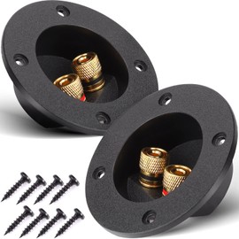 Facmogu 2pcs 3 Inch Round 2-Way Speaker Box Terminal Cup Binding Post, Power Speaker Screw Terminal Plates, 3 Inch Subwoofer Box Terminal Banana Plug for DIY Home Speaker Kits