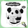 NQEUEPN Lustiger Positive Panda, 6,5cm Gestricktes Panda Spielzeug mit Ermutigungskarte
