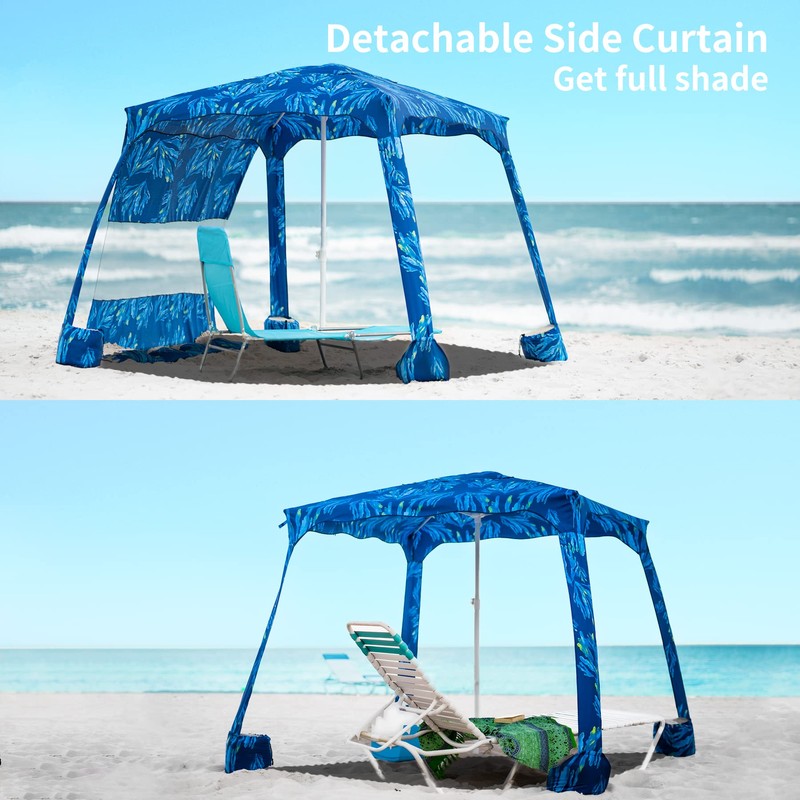 AMMSUN Beach Cabana, 6.2'×6.2' Beach Canopy, Easy Set up and