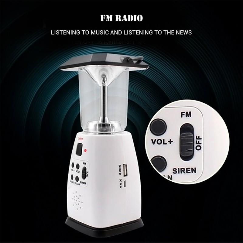 Portable Hand Crank 8 LED Lanterns Flash Light with Radio