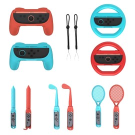 NBCP Switch 2 Sports Accessory Kit 18-in-1 – Physical Motion Gaming Bundle with Steering Wheel, Swords, Rackets for Battle, Racing & Immersive Play