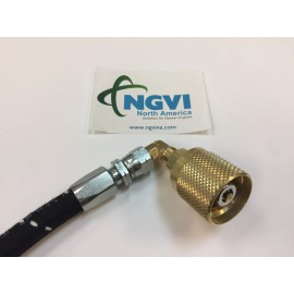 Rego Forklift Propane Hose (LPG); 34" w Rego 7141F tank connector & straight 3/8 tube