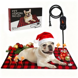 Pet Heating Pad, Adjustable Temperature Heated Dog Bed with Timer, Outdoor Waterproof Heated Pad with Anti-Chew Cord, Overheat Protection Warming Mat for Small and Medium Dogs (M:15.7"x27.6")