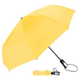 TradMall Travel Umbrella Windproof with Large Canopy Ergonomic Handle Auto Open & Close, Yellow