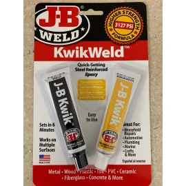 J-B Weld JB J-B Weld 8276 KWIKWELD TWIN TUBE EPOXY QUICK BOND SETTING STEEL REINFORCED