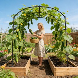 Tall Garden Arch Trellis for Climbing Plants, 87in Tall Metal Plant Support Trellis Archway for Climbing Plant Vegetables Cucumber, Outdoor Yard Lawn Garden Arch Tunnel Trellis