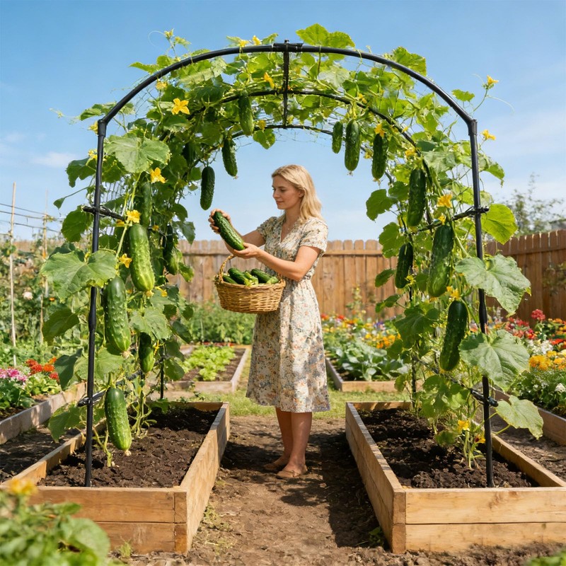 Tall Garden Arch Trellis for Climbing Plants, 87in Tall Metal