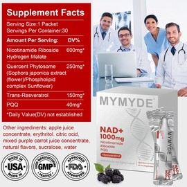 Spring Sale-MYMYDE NR1000 - NAD+ Berry Flavor Drink Mix 30 Pack for Skin Aging Support, Energy, and Focus - 100g - No Sugar Added - Vitamin, Healthcare Fitness Supplement Dietary Edible Naturalnads anti aging supplements:_1pcs