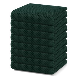 Homaxy Homaxy 100% Cotton Waffle Weave Kitchen Dish Towels, Ultra Soft Absorbent Quick Drying Cleaning Towel, 13 x 28 Inches, 8-Pack, Blackish Green