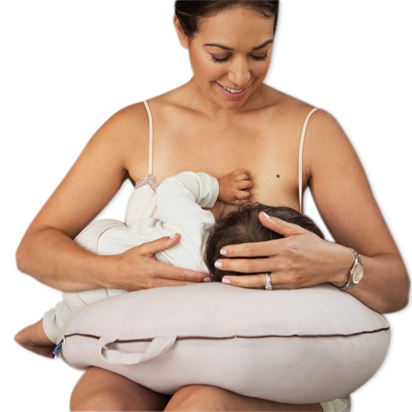 Pharmedoc Nursing Pillow for Breastfeeding, Large Size Breastfeeding Pillows for More Support for Mom and Baby, Bottle Feeding Ergonomic Design and Removable Cotton Cover, Mocha
